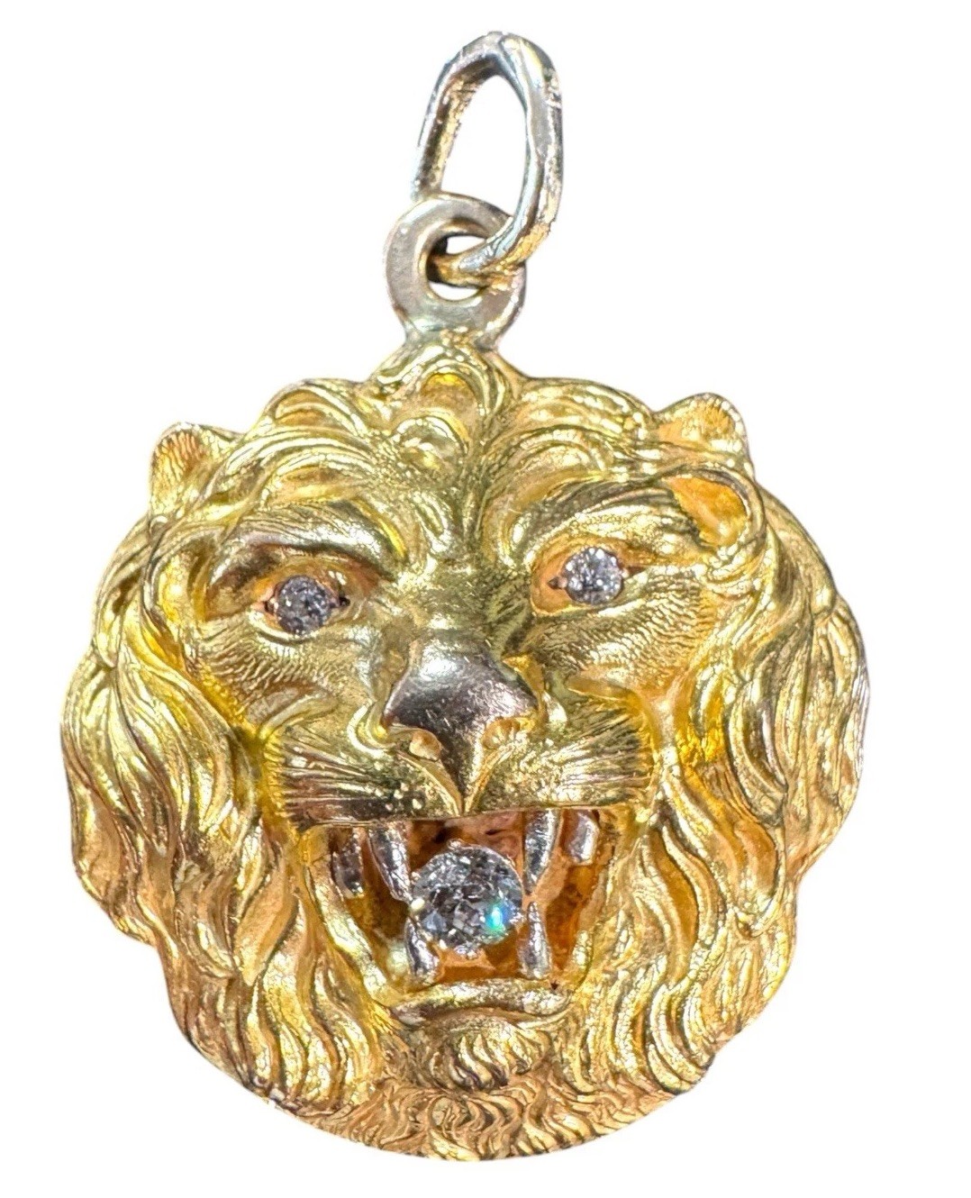 Vintage 1904 - 14k Yellow Gold & Diamond Lion Pendant 11 Grams No Scrap