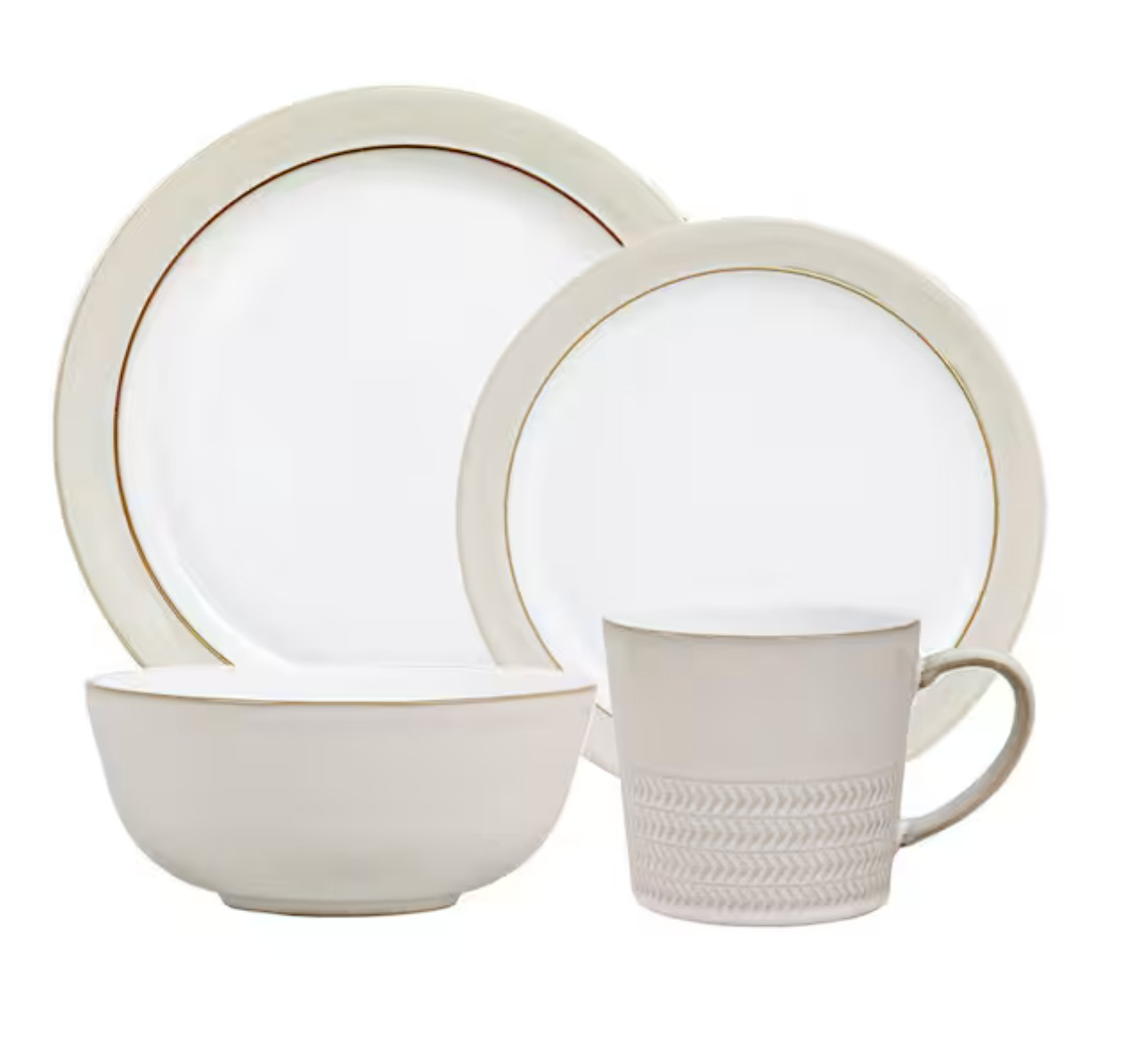 DENBY NATURAL CANVAS CREAM STONEWARE DINNERWARE PLACE SETTING 4 PCS ENGLAND NEW