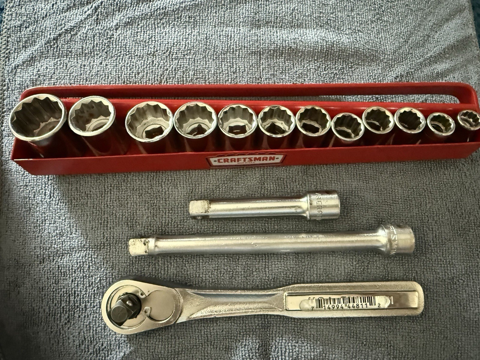 Craftsman USA Used 12 Metric Sockets 2 Extensions Tray& NOS 3/8 Ratchet VN 44811