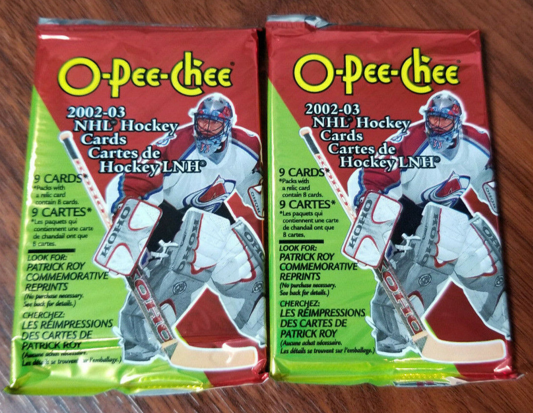 2002-03 Upper Deck O-Pee-Chee Hockey 9 Card pack x 2 packs = 18 cards
