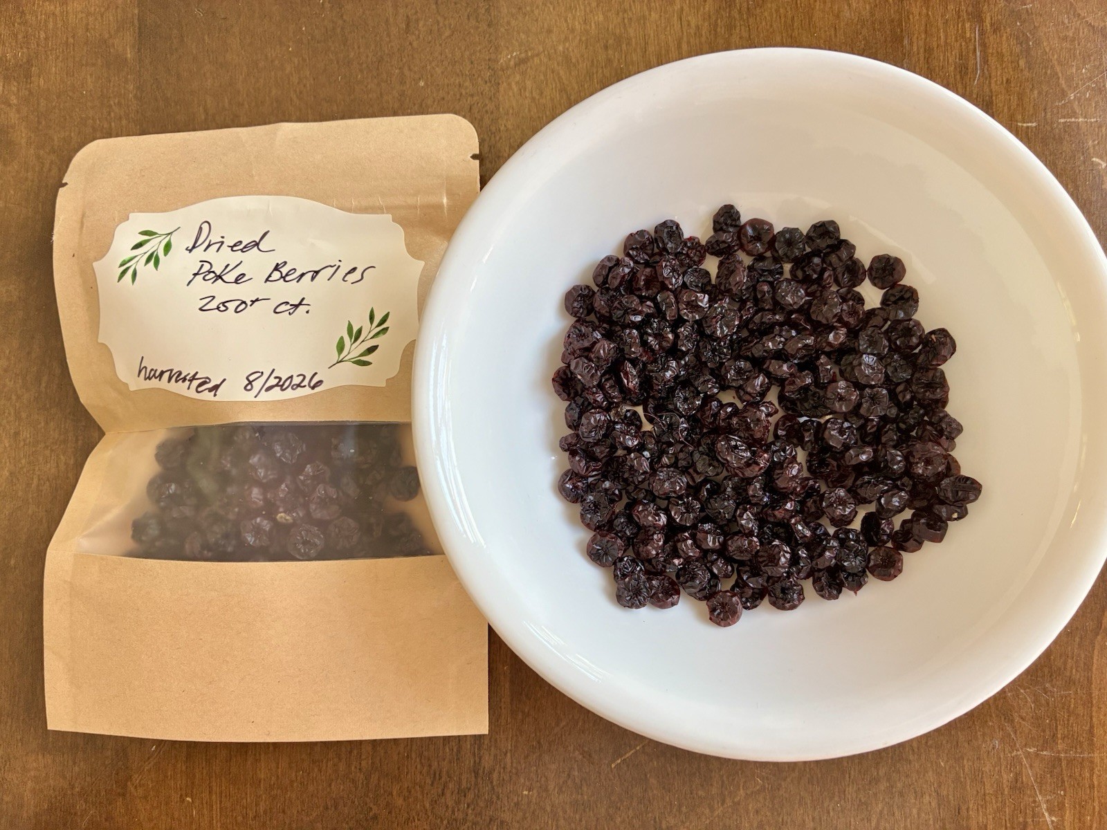 Organic Dried Wild Poke Berries 250 Count