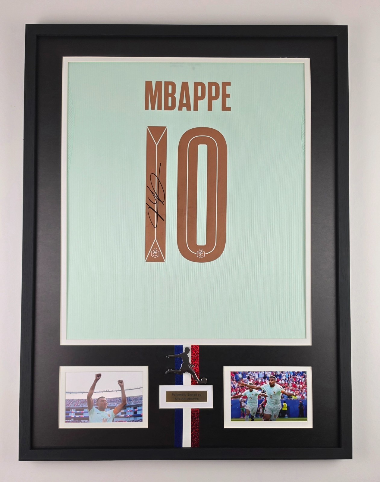 Kylian Mbappé France National framed shirthand-signed with COA 