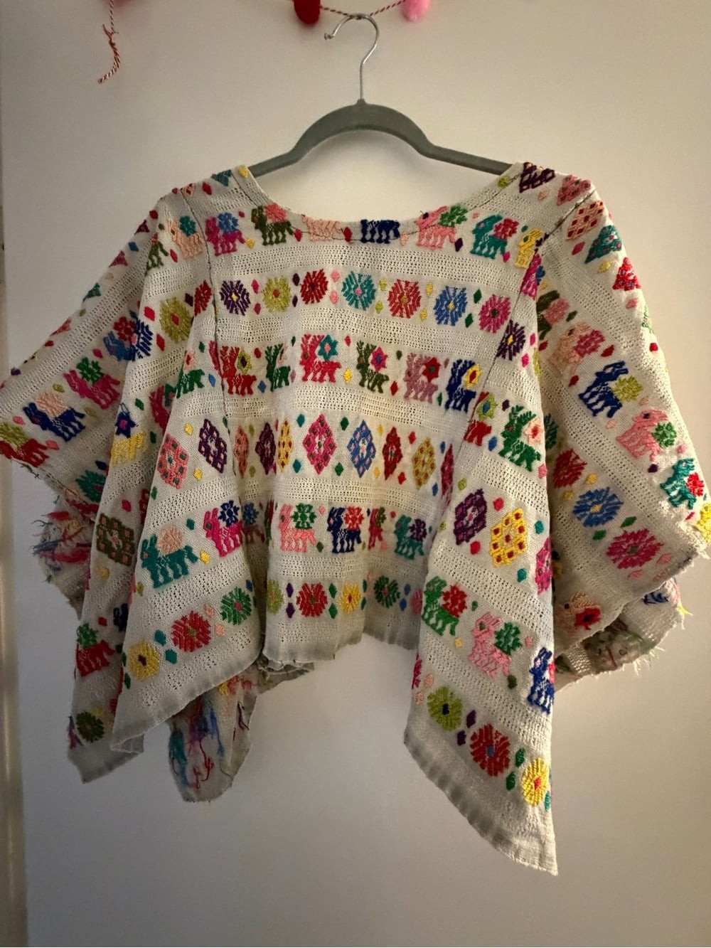 Artisan Handmade Guatemalan hand embroidered Huipil poncho Mayan
