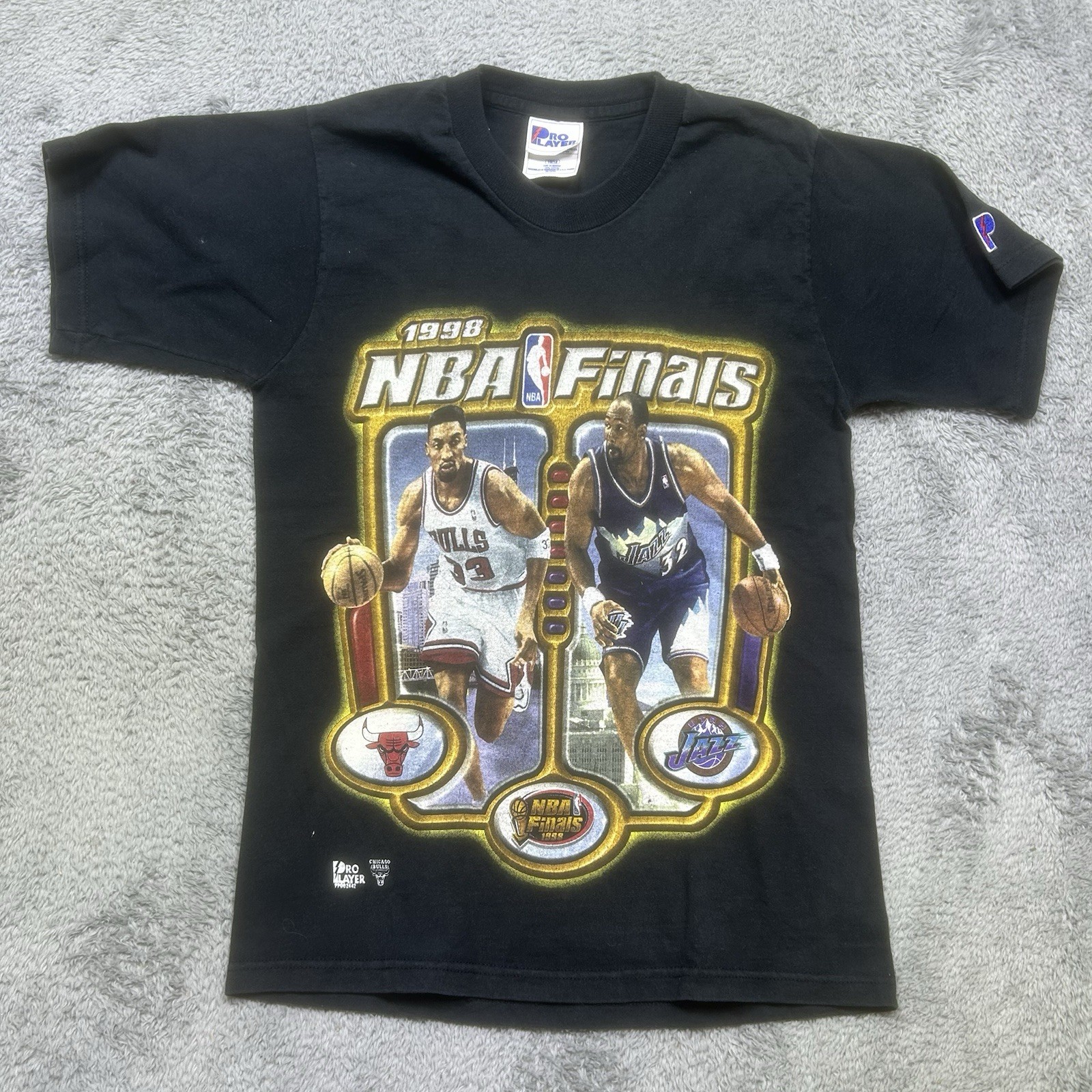 Vintage 1998 NBA Finals T Shirt Youth 10/12 Bulls Jazz Pippen Malone Kids Utah