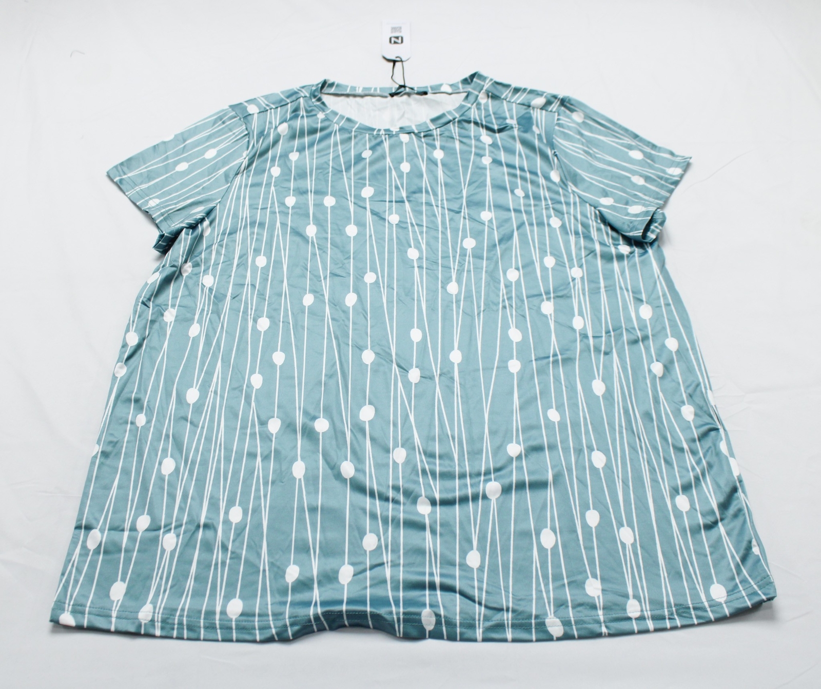 Nora Cora Women\'s Casual Polka Dot Round Neck T-Shirt EG7 Blue Size 2XL NWT Nora Cora Women\'s Casual Polka Dot Round Neck T-Shirt EG7 Blue Size 2XL NWT