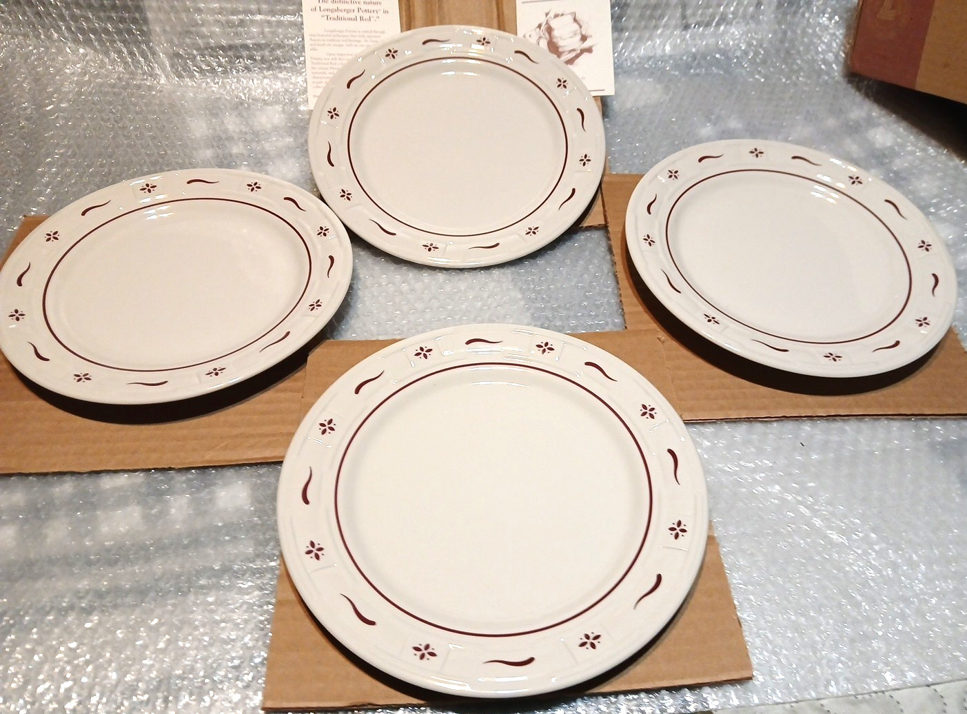 Longaberger Luncheon Plates Traditional Red - Set of 4 USA 9\ Longaberger Luncheon Plates Traditional Red - Set of 4 USA 9\