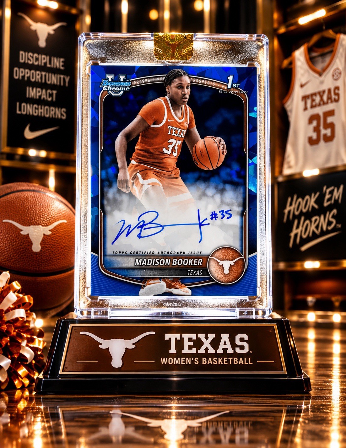 🔥2025-26 Madison Booker 1st Bowman Chrome U On Card Blue Sapphire Auto Texas🔥