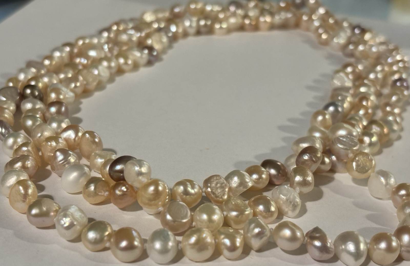 Endless Freshwater Baroque Vintage Cultured Claspless Pearl Necklace 7-8mm 80 Cm