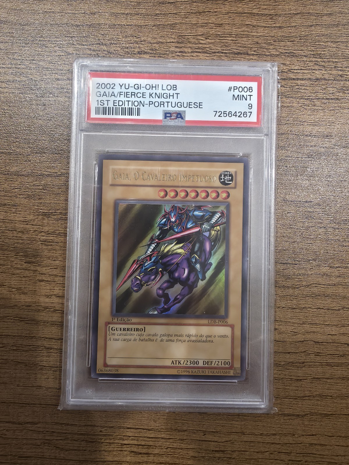 Yu-Gi-Oh Gaia the Fierce Knight LOB-P006 1st PT Secret Holo PSA 9 2002 Yu-Gi-Oh Gaia the Fierce Knight LOB-P006 1st PT Secret Holo PSA 9 2002