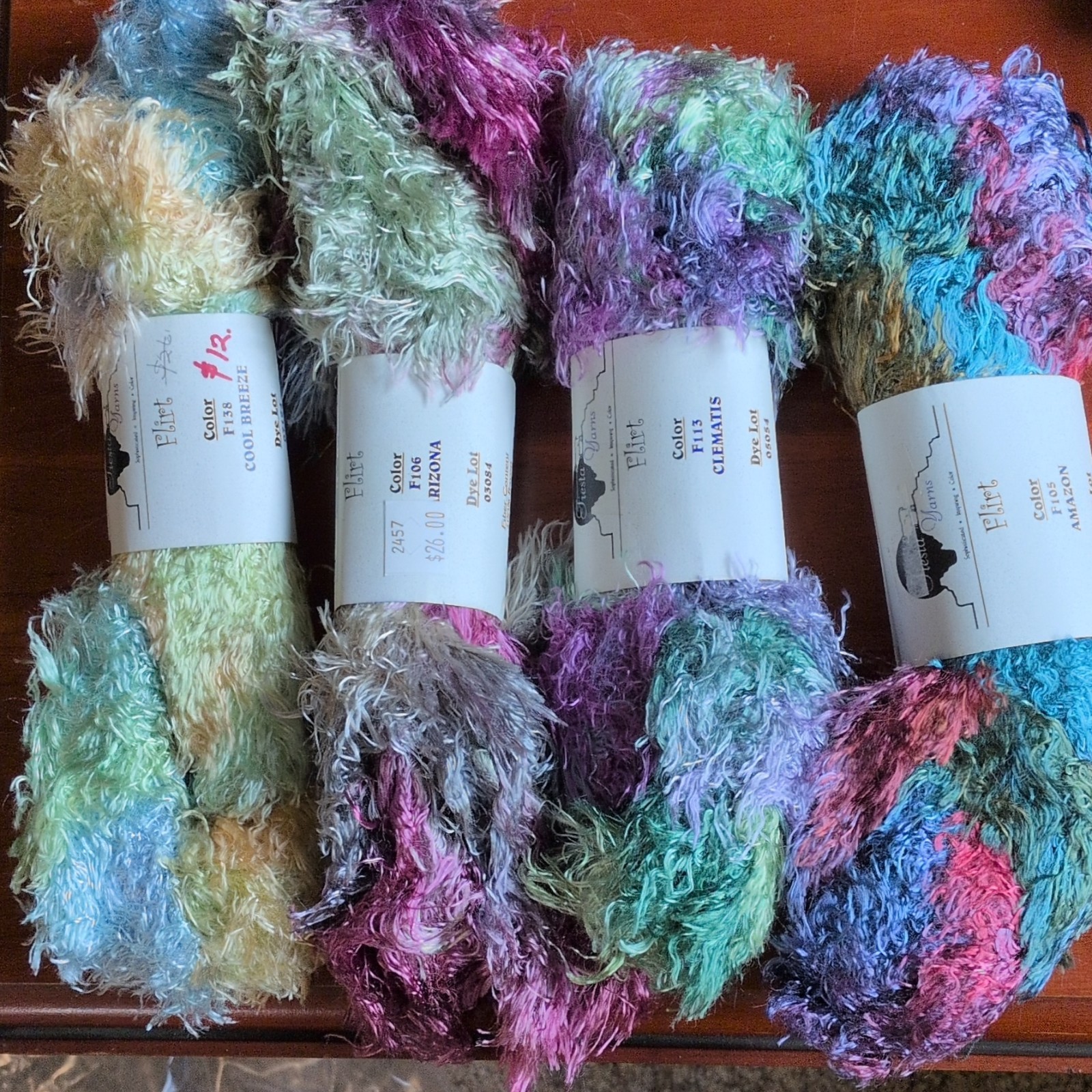 Fiesta Flirt Yarn Multicolor Variegated Lace Polyester Lot, set of 4
