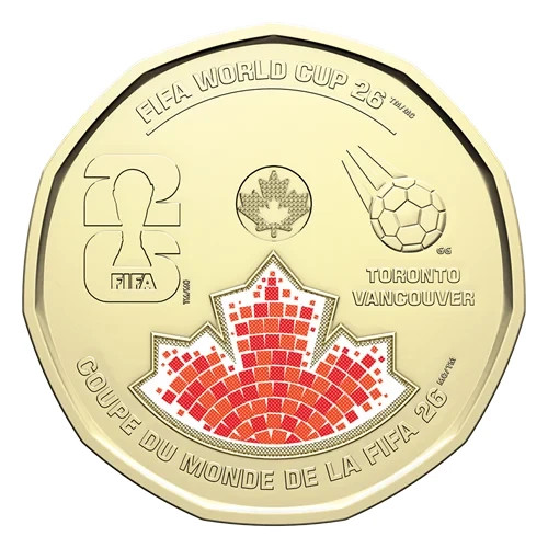 2026 Canada FIFA World Cup Coloured Loonie 1 Dollar Mint UNC $1 Colored Coin 2026 Canada FIFA World Cup Coloured Loonie 1 Dollar Mint UNC $1 Colored Coin