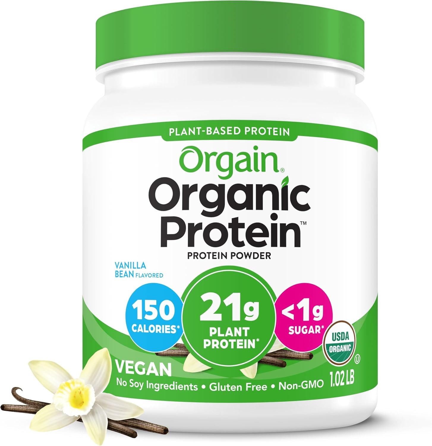 Orgain Organic Protein Powder, Plant Based, Vanilla Bean, 1.02 lb Orgain Organic Protein Powder, Plant Based, Vanilla Bean, 1.02 lb
