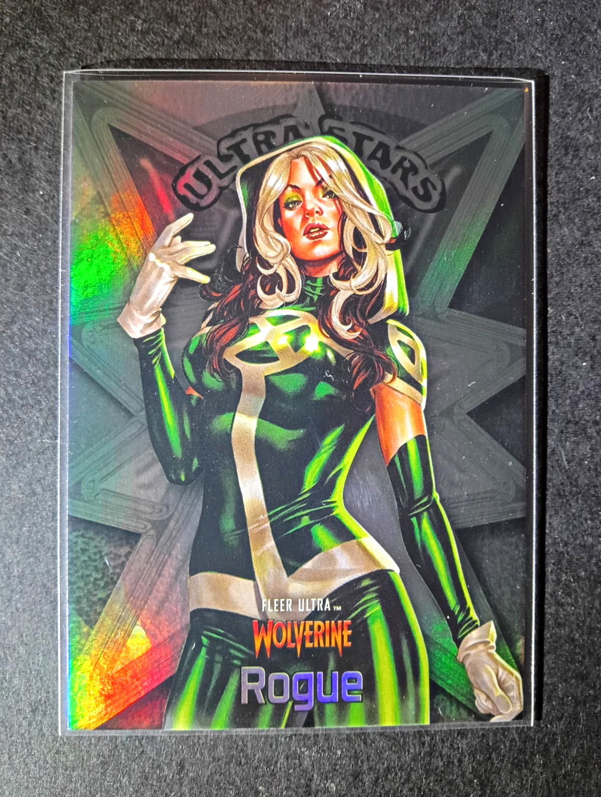 Marvel 2022 Fleer Ultra Wolverine Ultra Stars Rogue US21 Insert Trading Card Marvel 2022 Fleer Ultra Wolverine Ultra Stars Rogue US21 Insert Trading Card