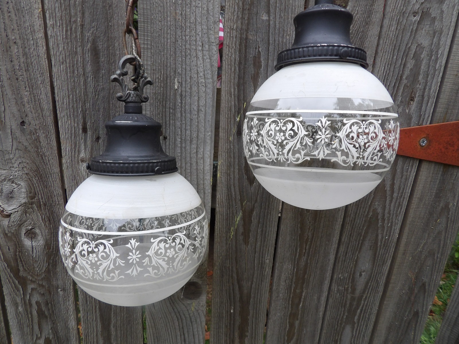 Vintage Double Swag Hanging Globe Pendant Ceiling Light Fixture Atomic