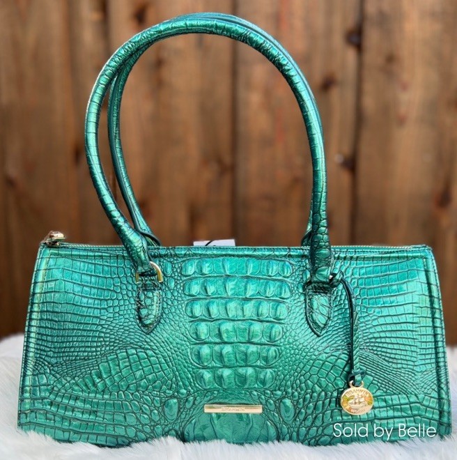 NWT Brahmin Sophia Mystic Green Melbourne Shoulder Bag Satchell Leather Purse