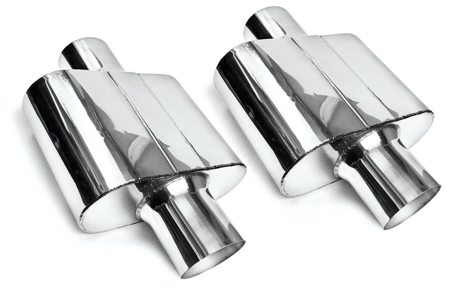 Stainless Steel Pair of Performance Universal Single Chamber Mufflers 3