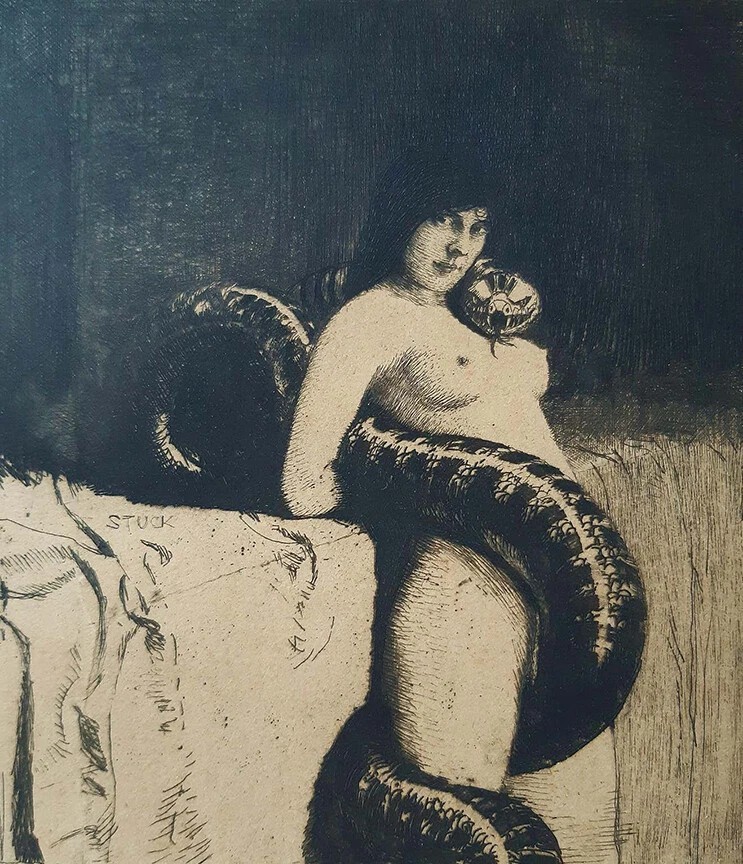 The sensuality Franz von Stuck 1889 VINTAGE art print antique painting