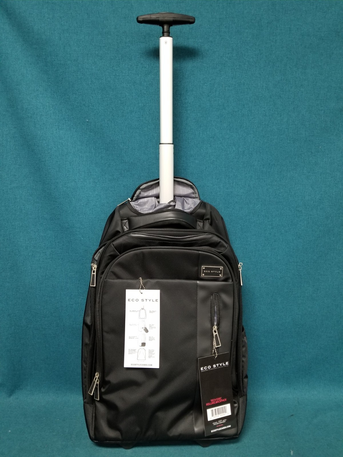 Eco Style Tech Exec Rolling Backpack Black ETEX-RB17
