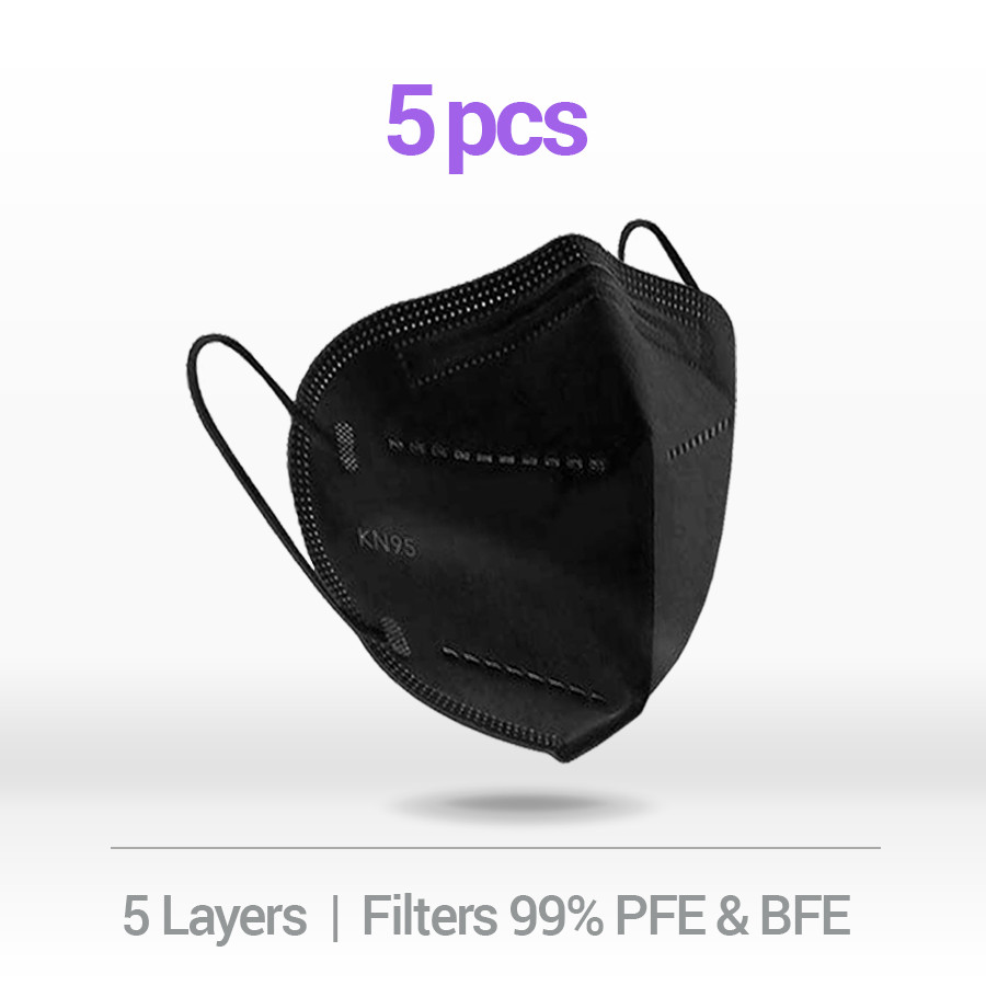 10-100 BLACK PROMASK KN95 Disposable Face Masks 5 Layers Filters 99%+ PFE & BFE