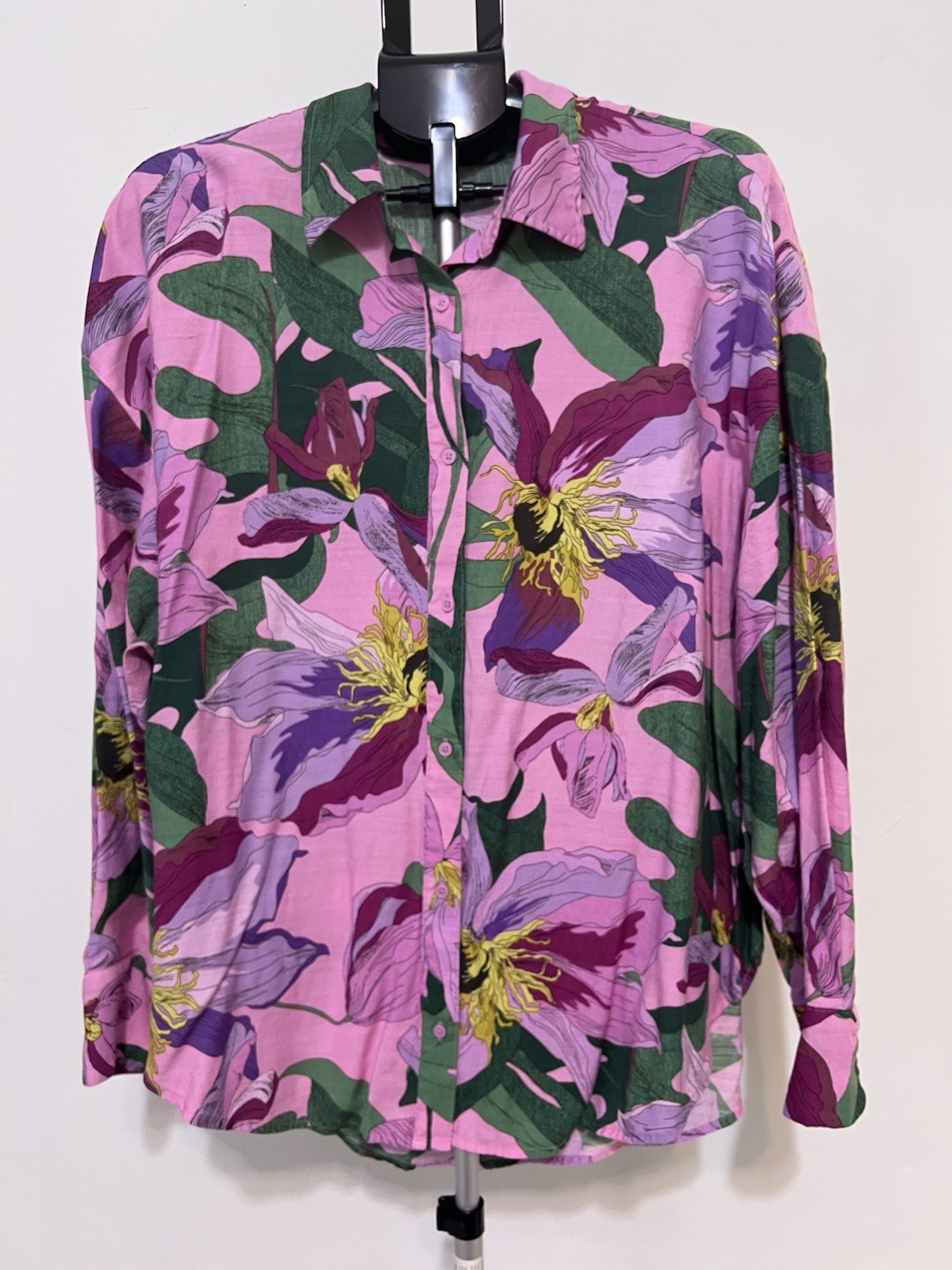Express Boyfriend Portofino Floral Print Button Up Shirt Size XL