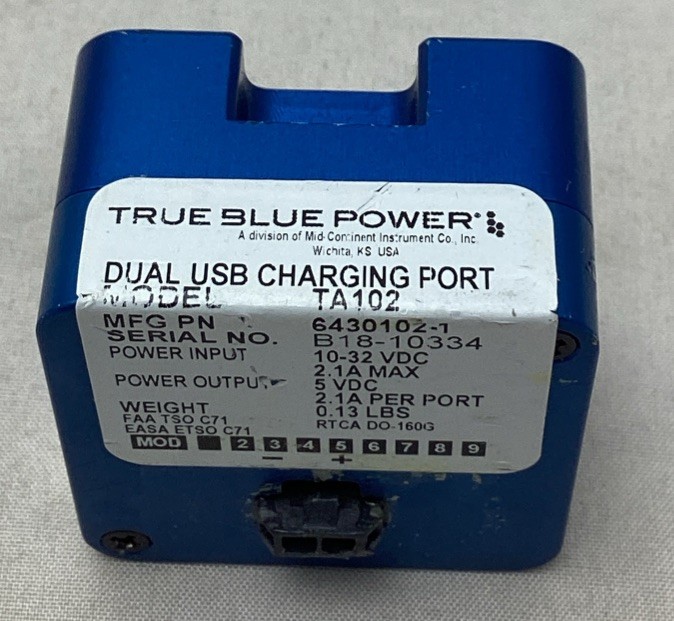 Mid Continent True Blue Power Dual USB Charging Port TA 102 6430102-1 Mid Continent True Blue Power Dual USB Charging Port TA 102 6430102-1