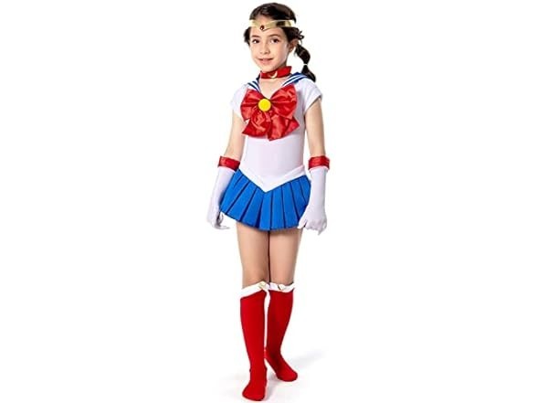 Kids Sailor Moon Eternal Tsukino Usagi  Costume Full Set Dress  & Accessories