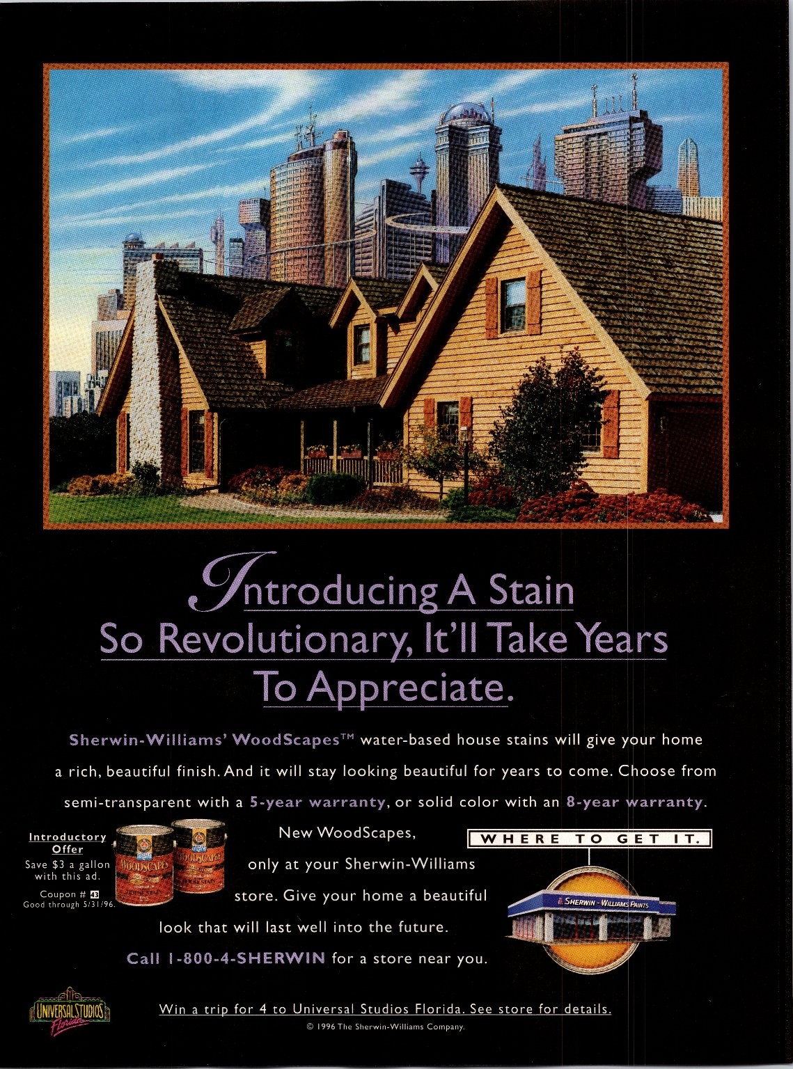 Sherwin-Williams WoodScapes 1996 Vintage Magazine Ad Paint Home Decor 8x11