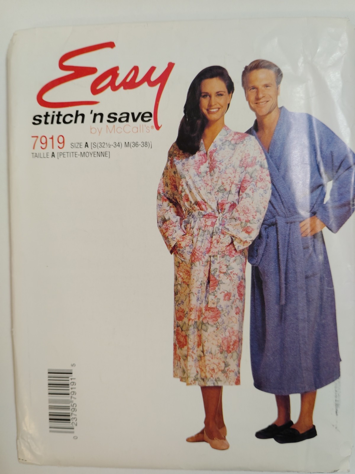 Robe A S M Mens Ladies McCall\'s 7919 Stitch N Save Sewing Pattern UC Bath Lounge Robe A S M Mens Ladies McCall\'s 7919 Stitch N Save Sewing Pattern UC Bath Lounge