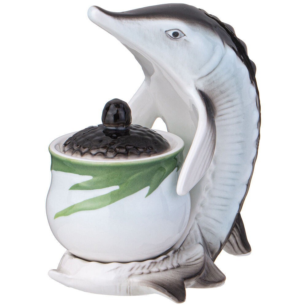 Lefard Sturgeon Porcelain Caviar Dish with Lid