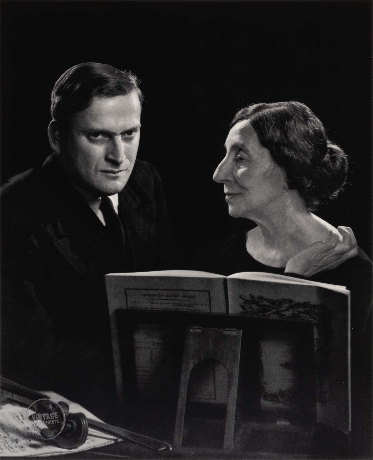 VTG Yousuf Karsh Print Yehudi Menuhin Wanda Landowska Portrait 1945 Mat 13x15