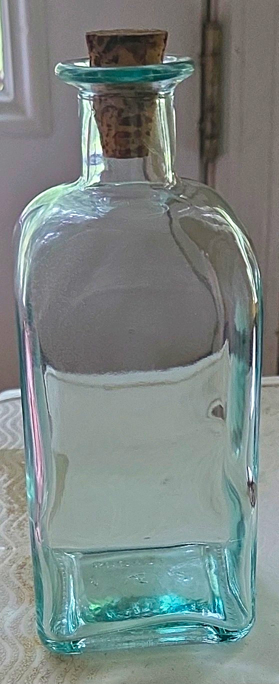 Vintage Vetreria Etrusca Italian Glass Bottle 500ml Light Green Aqua w/ Cork