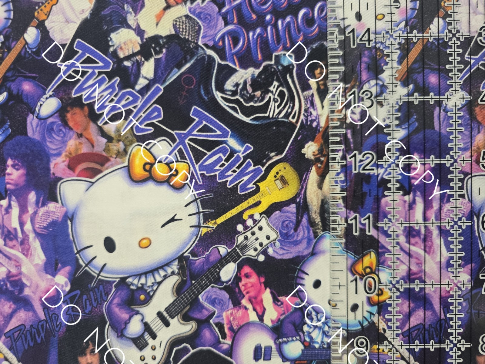 Custom 100% Cotton Woven Fabric Hello Kitty Sanrio Purple Rain 1/4 Yard 9x56