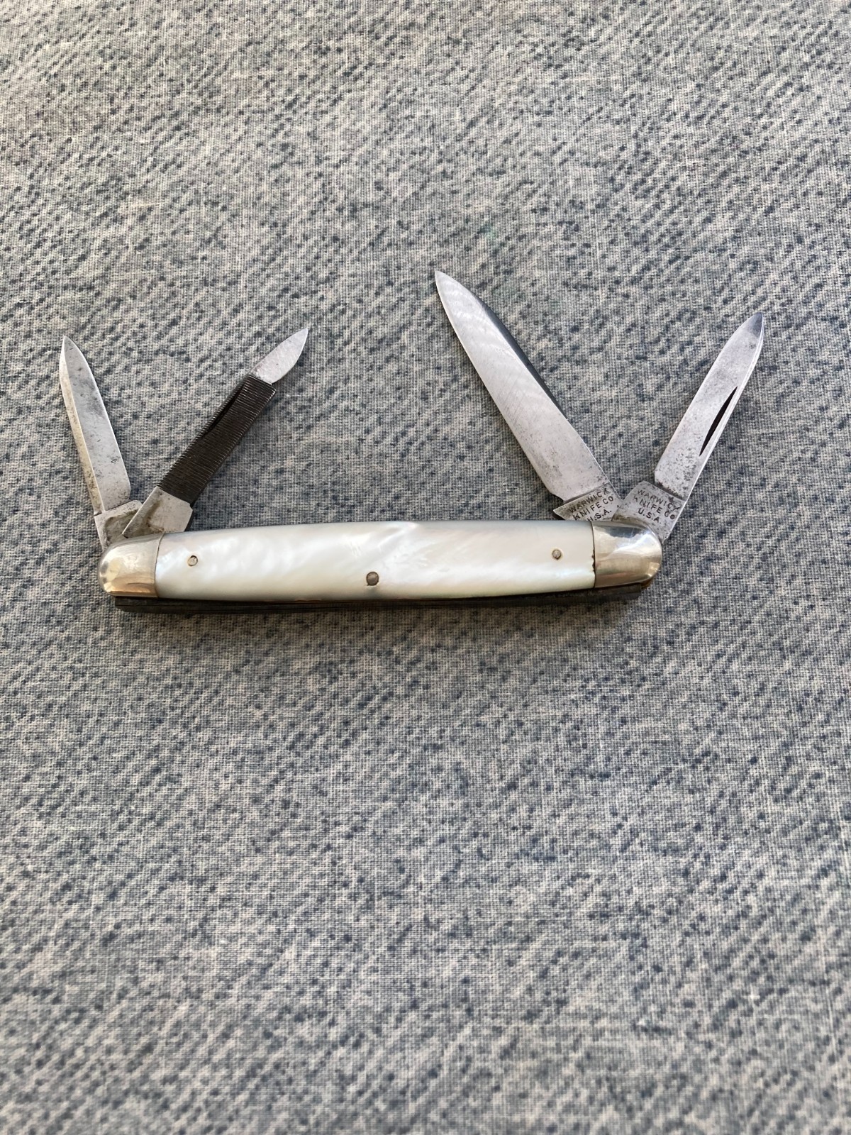 Antique(ca. 1907), WARWICK KNIFE CO.,U.S.A.,MOP Handles,4-Blade,Pen Pocket Knife