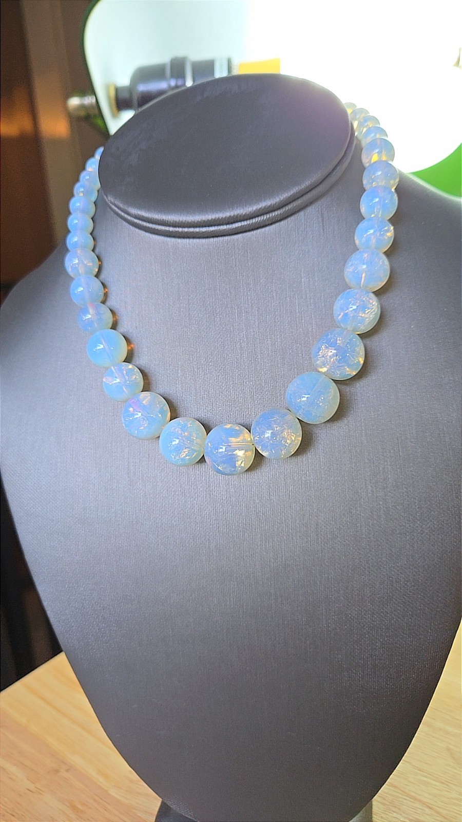 Vintage Opalite Necklace Stunning Bib Style Beaded Handmade