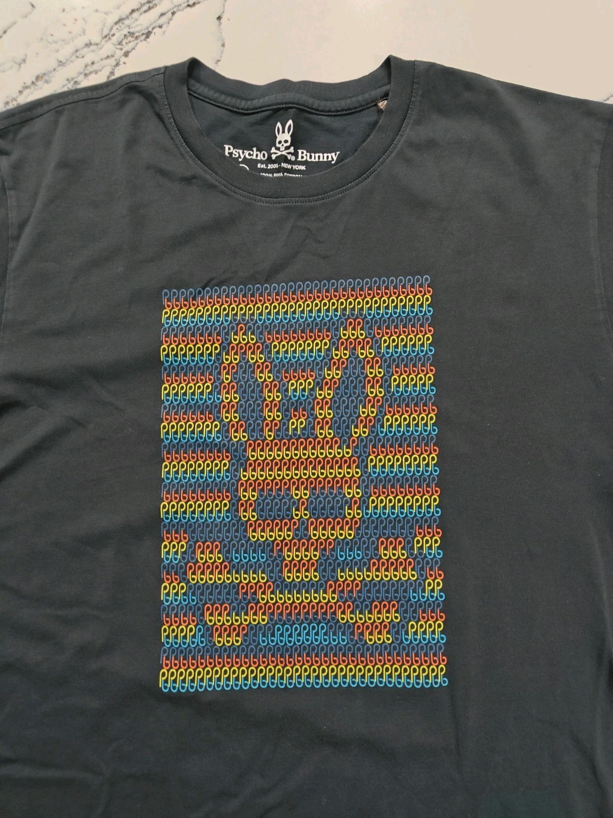 Psycho Bunny T Shirt Mens Size 7 Navy Blue Santiago Tee Crewneck Graphic