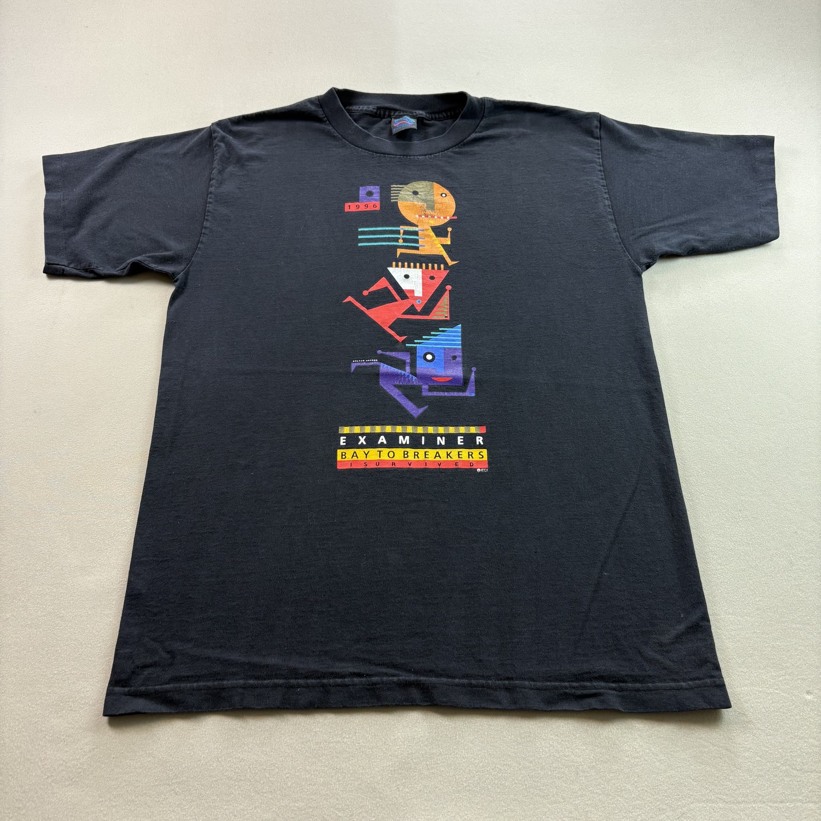 Vintage San Francisco Art T-Shirt Mens XL Black Bay To Breakers Run Examiner 90s Vintage San Francisco Art T-Shirt Mens XL Black Bay To Breakers Run Examiner 90s