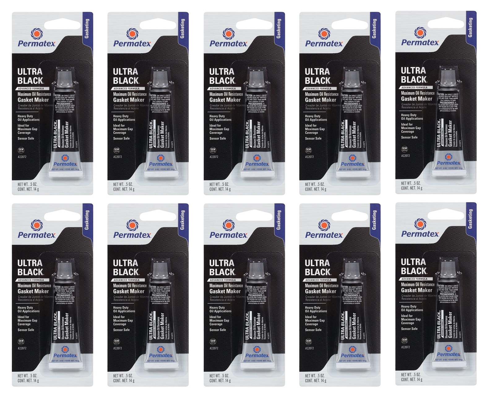 Permatex Set of 10 Ultra Black Maximum Oil Resistance RTV Silicone Gasket Maker