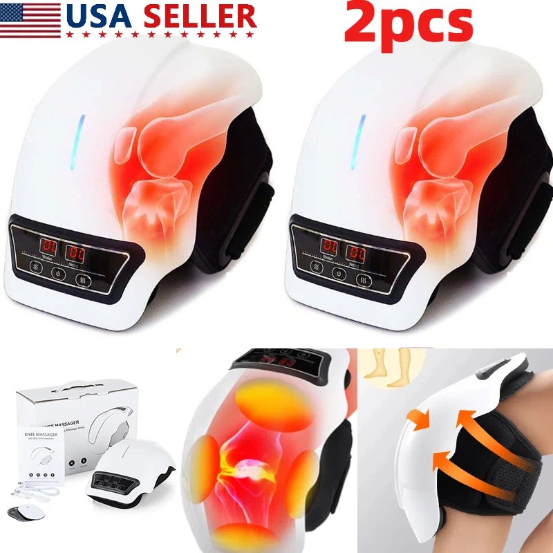 2PCS Wireless Knee Massager with Heat Vibration Massage LED Screen Pain Relief