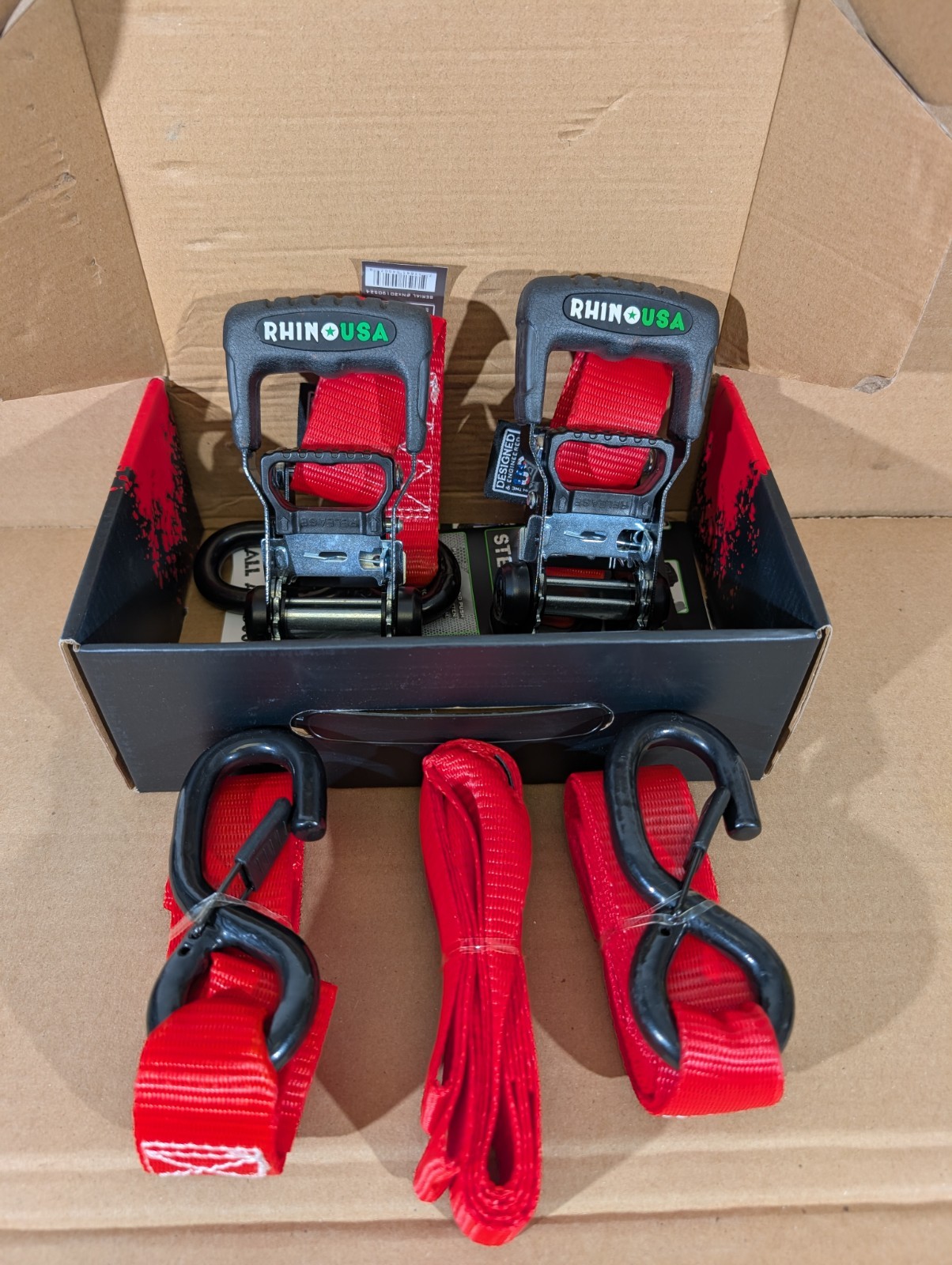 Rhino USA Ratchet Straps Tie Down Kit, 5,000lb Break Strength
