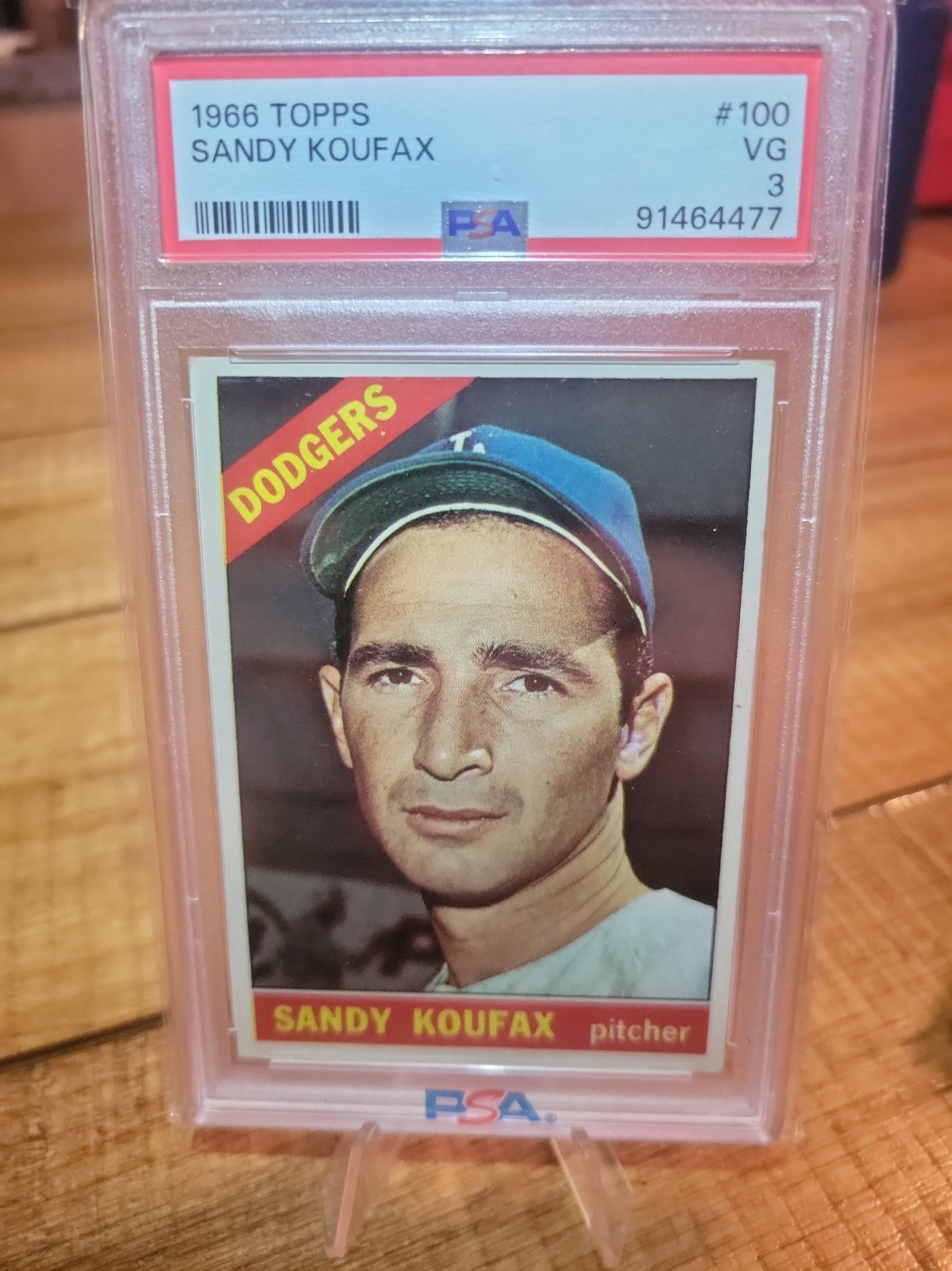 1966 Topps Sandy Koufax #100 Los Angeles Dodgers PSA 3 VG (B75)