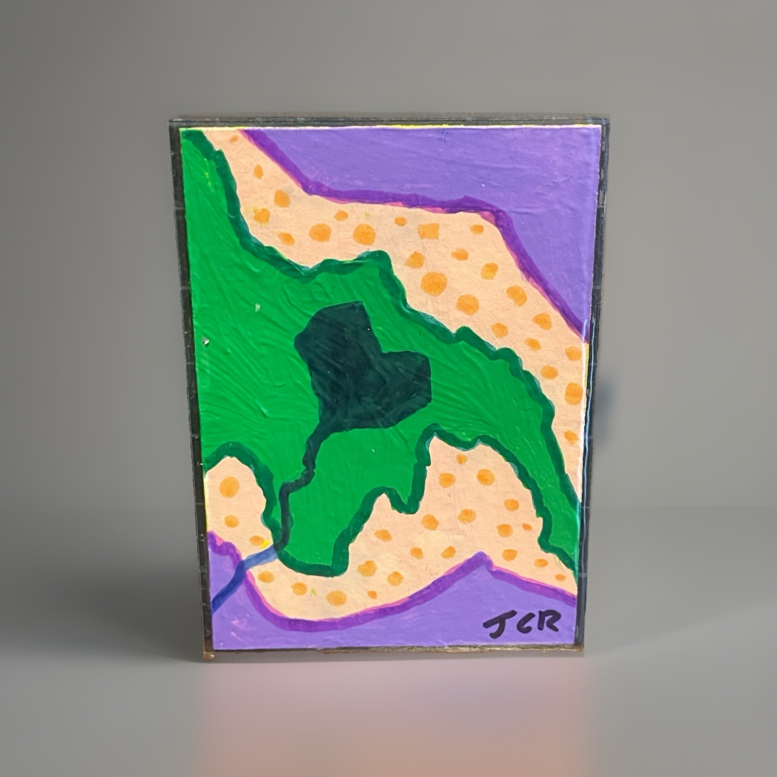 ACEO Original Heart Pop Art Acrylic Abstract Card 2.5x3.5 Signed OOAK