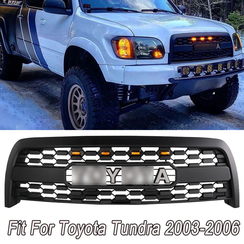 Front Bumper Grill With LED Lights Mesh Grille For Toyota Tundra 2003 04 05 2006