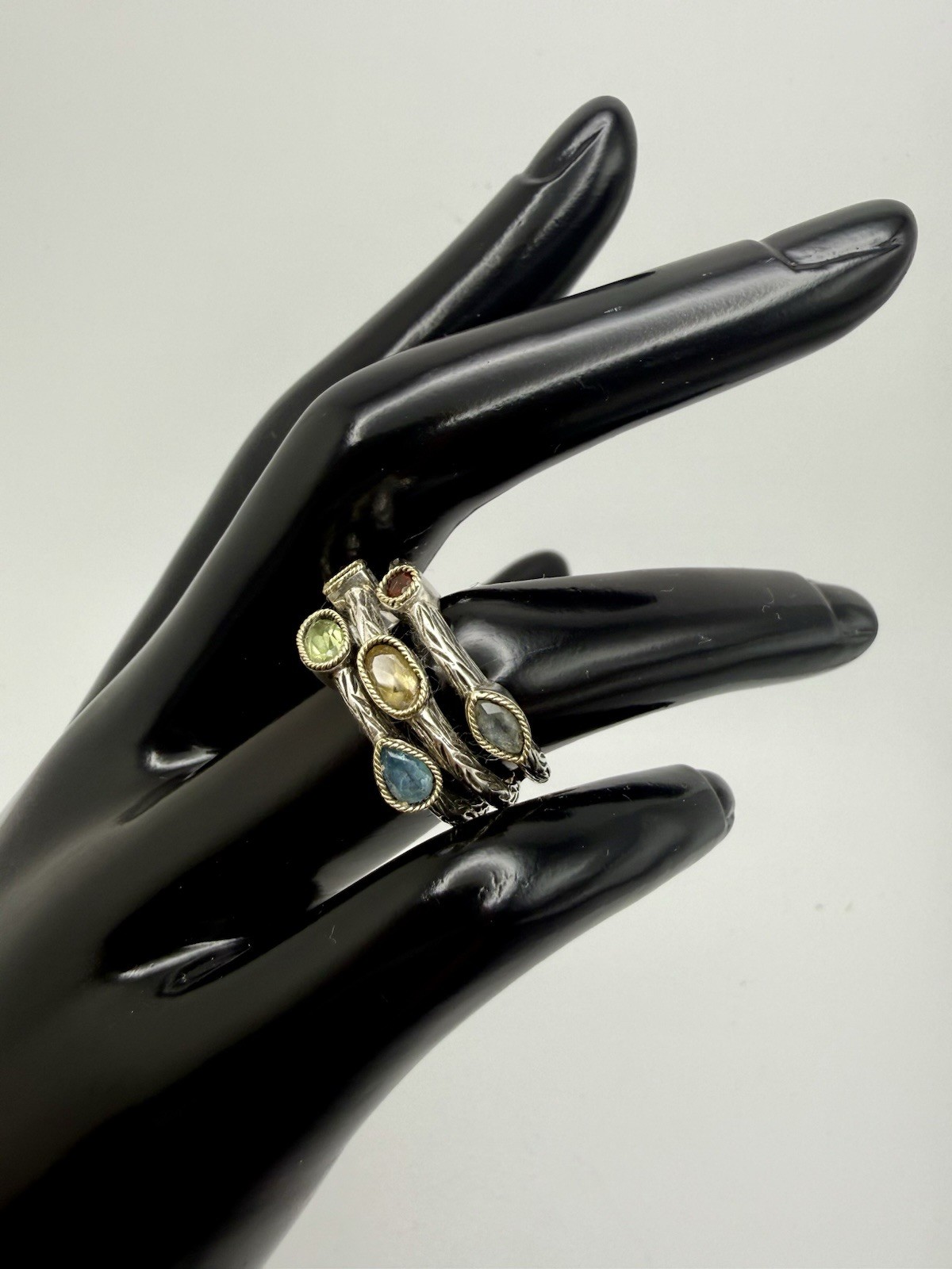 EFFY BH Sterling Silver/18K Split Multi Gemstone Ring - Size 7 EFFY BH Sterling Silver/18K Split Multi Gemstone Ring - Size 7