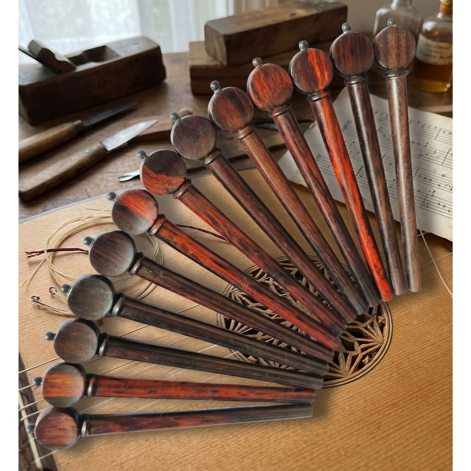Handcrafted Rosewood Lute Tuning Peg Set for Renaissance & Baroque Instruments Handcrafted Rosewood Lute Tuning Peg Set for Renaissance & Baroque Instruments