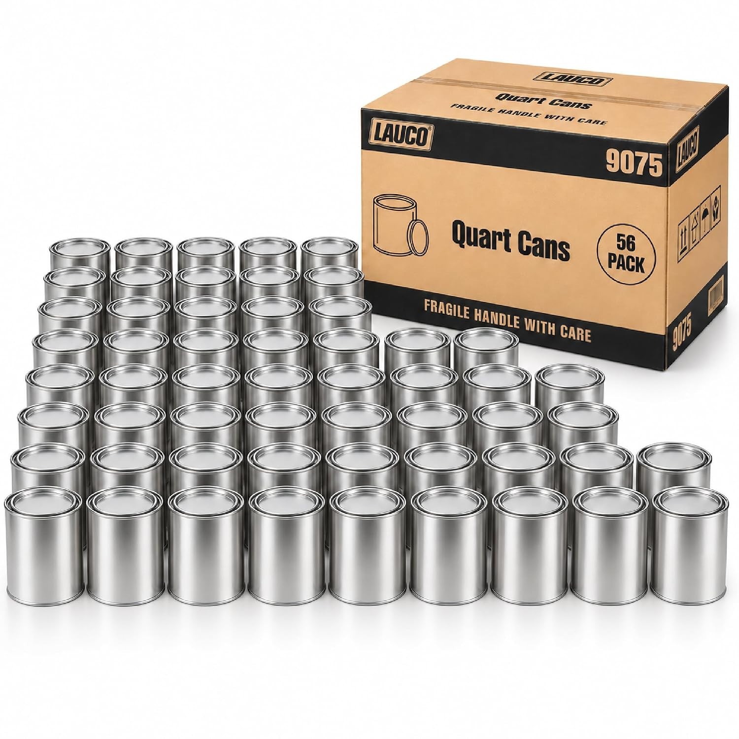 LAUCO Bulk Empty Quart Paint Cans with Lids - Box of 56 - Multi-Purpose Empty