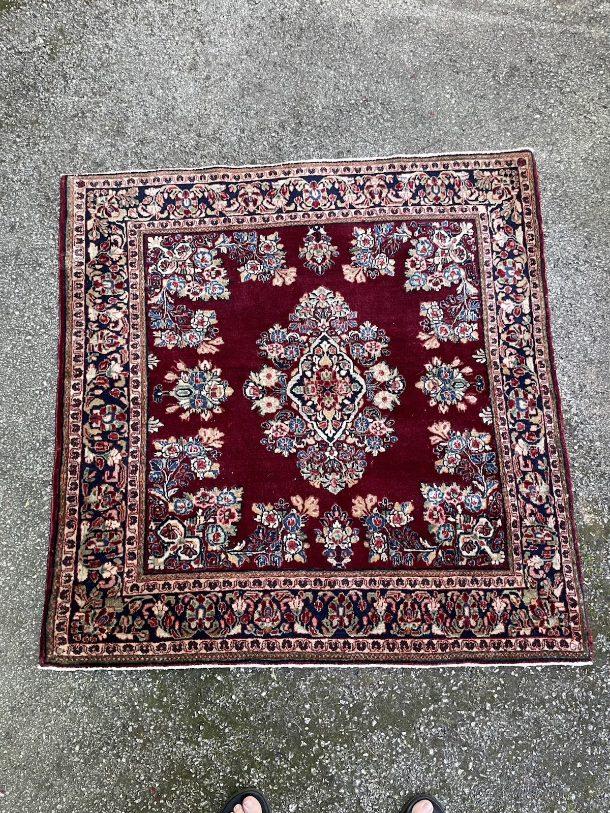 Beautiful 1920s Antique Oriental Rug 4x4’ SQUARE Ferahan Lilihan Tribal Sa Ruk