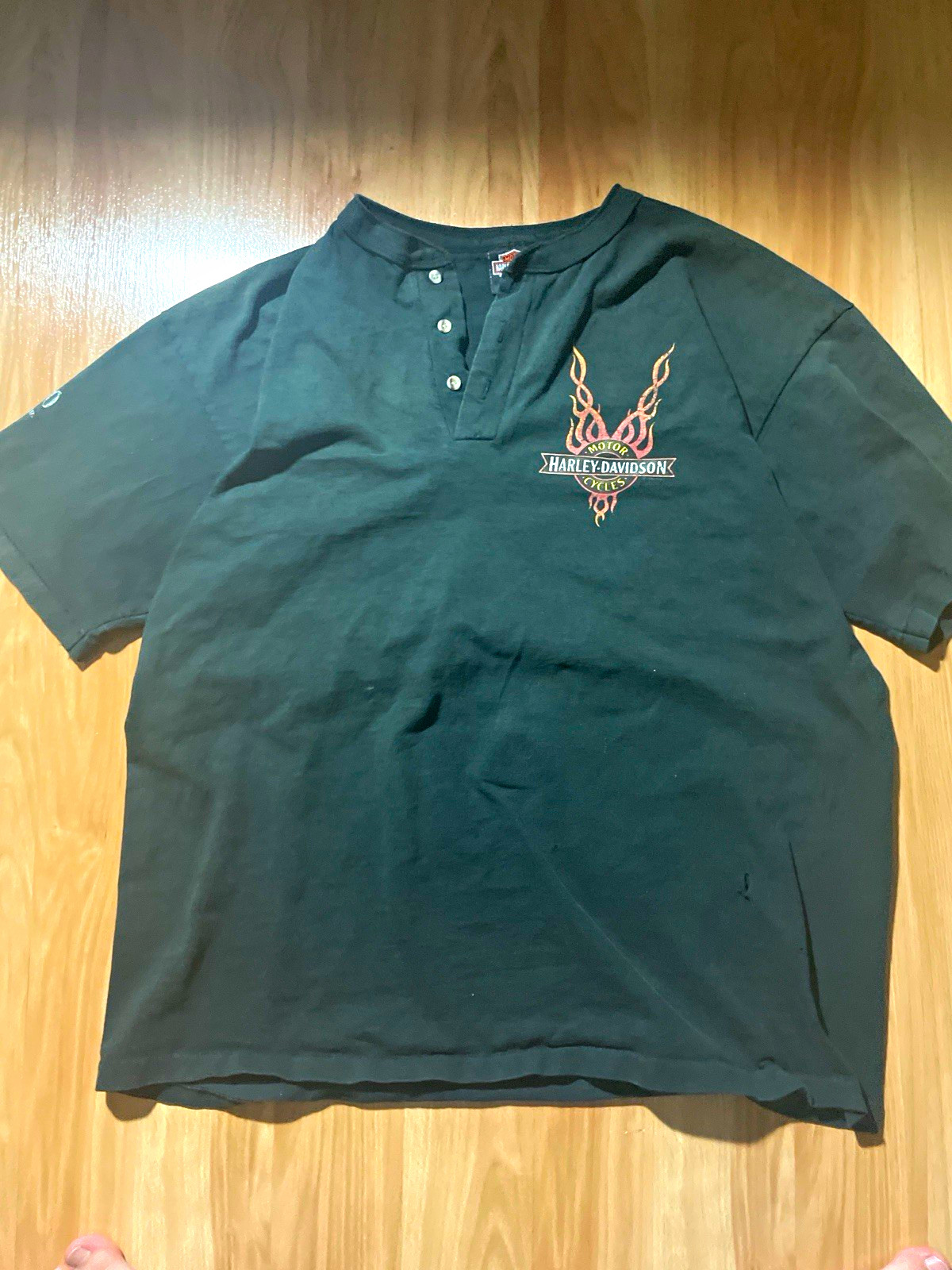 Vintage 90s Harley Davidson Henley Shirt XL R.K. Stratman Made in USA Kokomo IN Vintage 90s Harley Davidson Henley Shirt XL R.K. Stratman Made in USA Kokomo IN