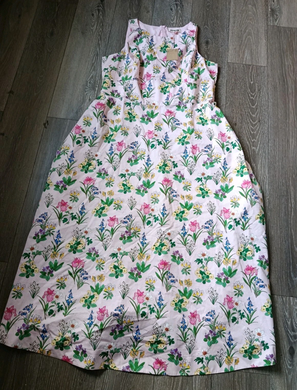 Boden Silvia Boned Bonice Maxi Dress Womens 16 R French Pink Delicate Blossom 