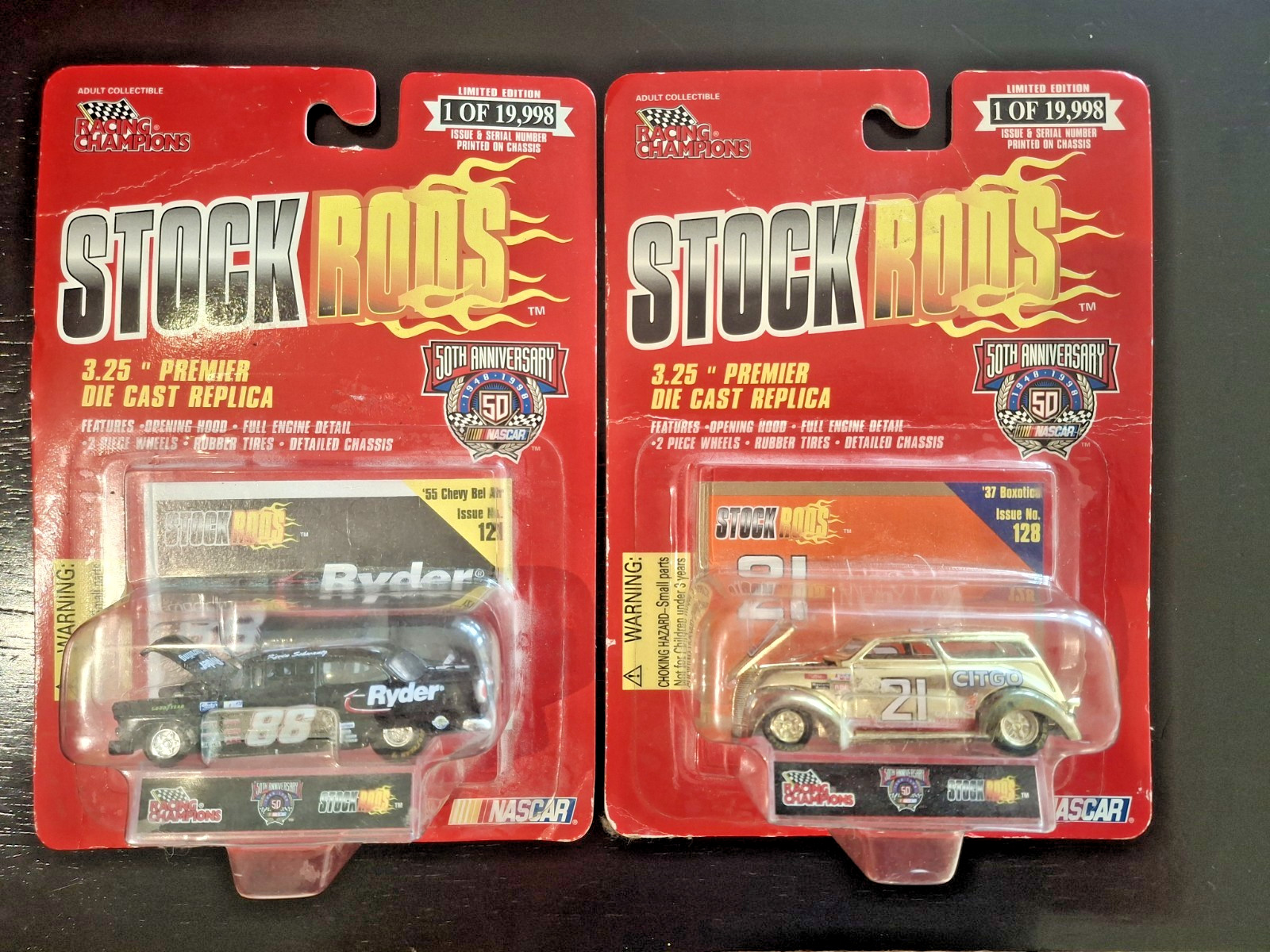 Stock Rods 2 NIB Die Cast Cars 1998 NASCAR 50th Anniversary No. 121 and 128 Stock Rods 2 NIB Die Cast Cars 1998 NASCAR 50th Anniversary No. 121 and 128