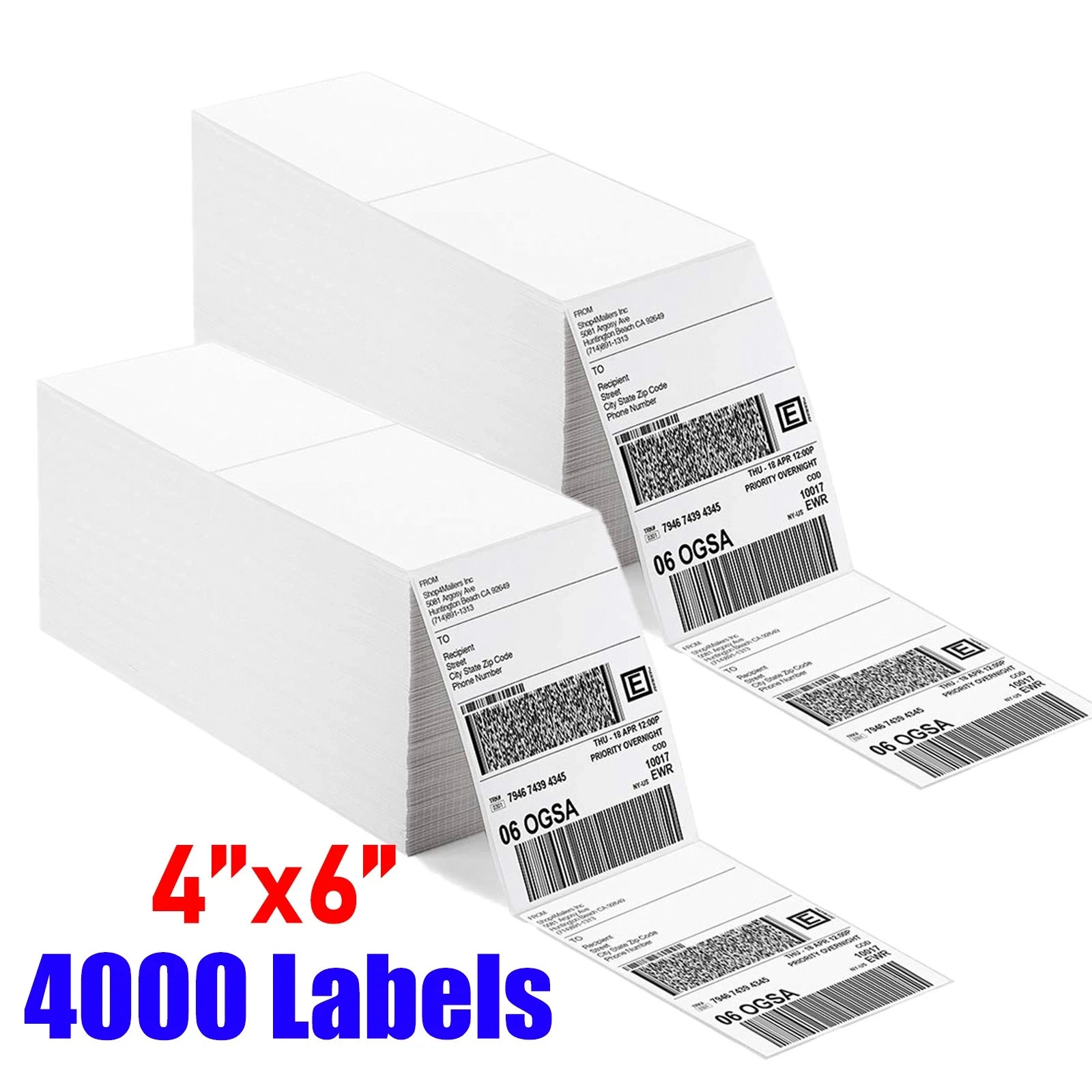4000pc (4x6) Fanfold Direct Thermal Shipping Labels for Zebra and Rollo Printers 4000pc (4x6) Fanfold Direct Thermal Shipping Labels for Zebra and Rollo Printers